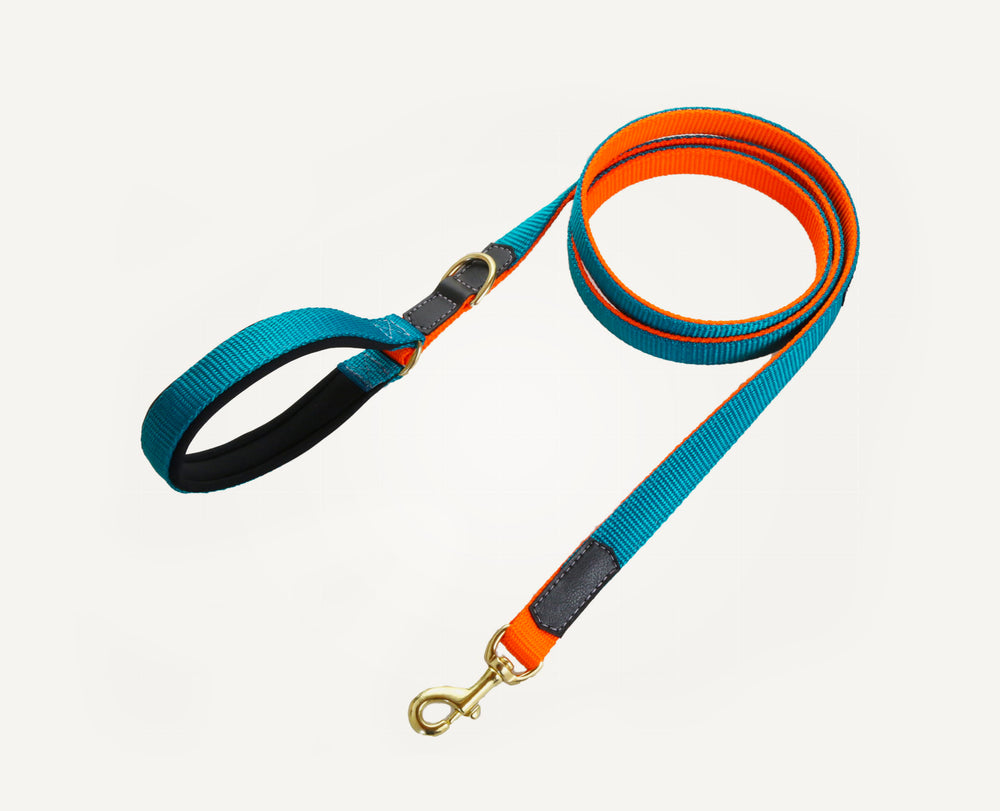 City leash with a handle Marine + Orange