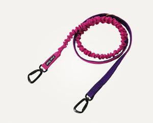 Lanyard with shock absorber and two snap hooks Pink + Violet